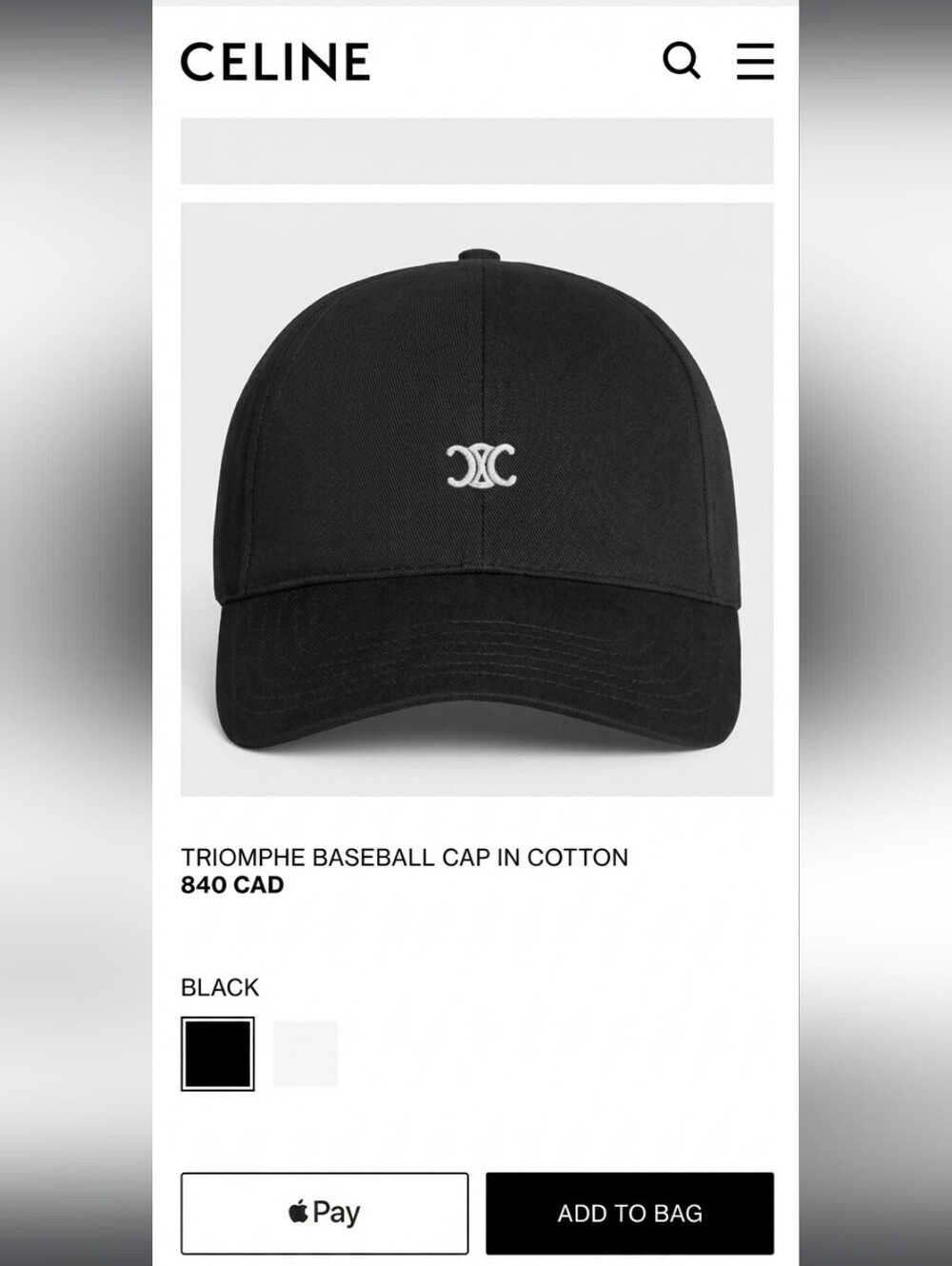 🔥NWT‼️⭐CELINE⭐ Authentic Black Baseball Cap - Unisex / Men / Women - Picture 8 of 9